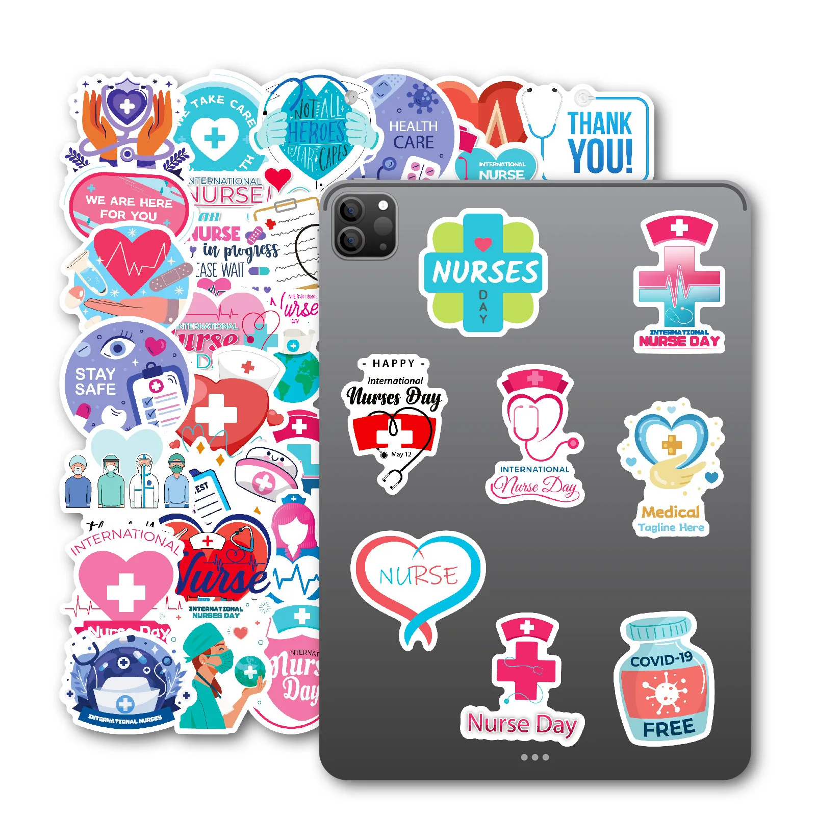 50 stuks verpleegster arts doodle liefde kruis thermometer stethoscoop element decoratieve stickers