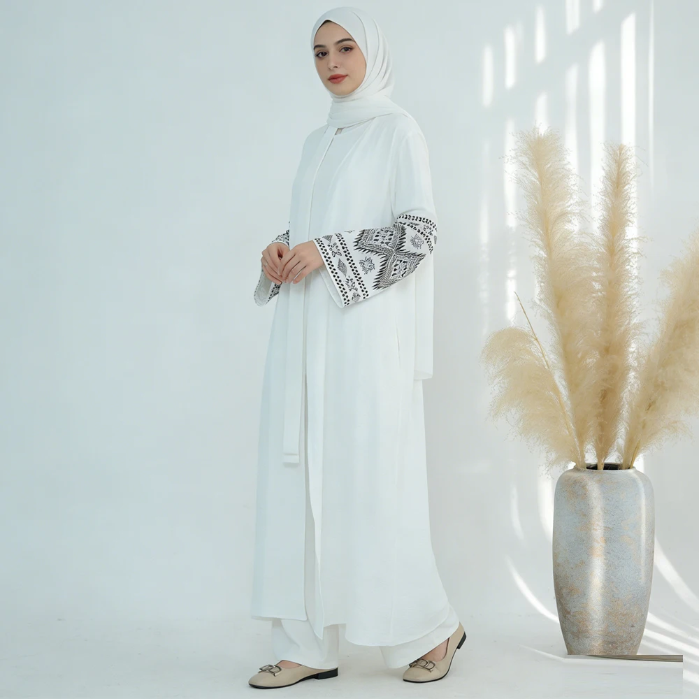 

Роскошные открытые абайи с вышивкой для женщин к празднику Ид Рамадан, Дубай, Турция, Кафтан, Мусульманское платье, Кебая, Исламская джалабия, Кимоно, Кардиган