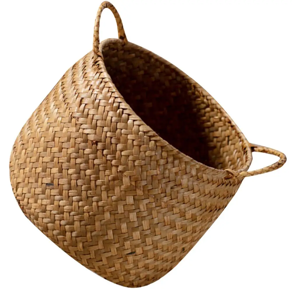

Woven Basket Small Storage Box Handmade Grass Desk Flower Arrangement Creative Pot Cover Japanese Style Gardening Baskets