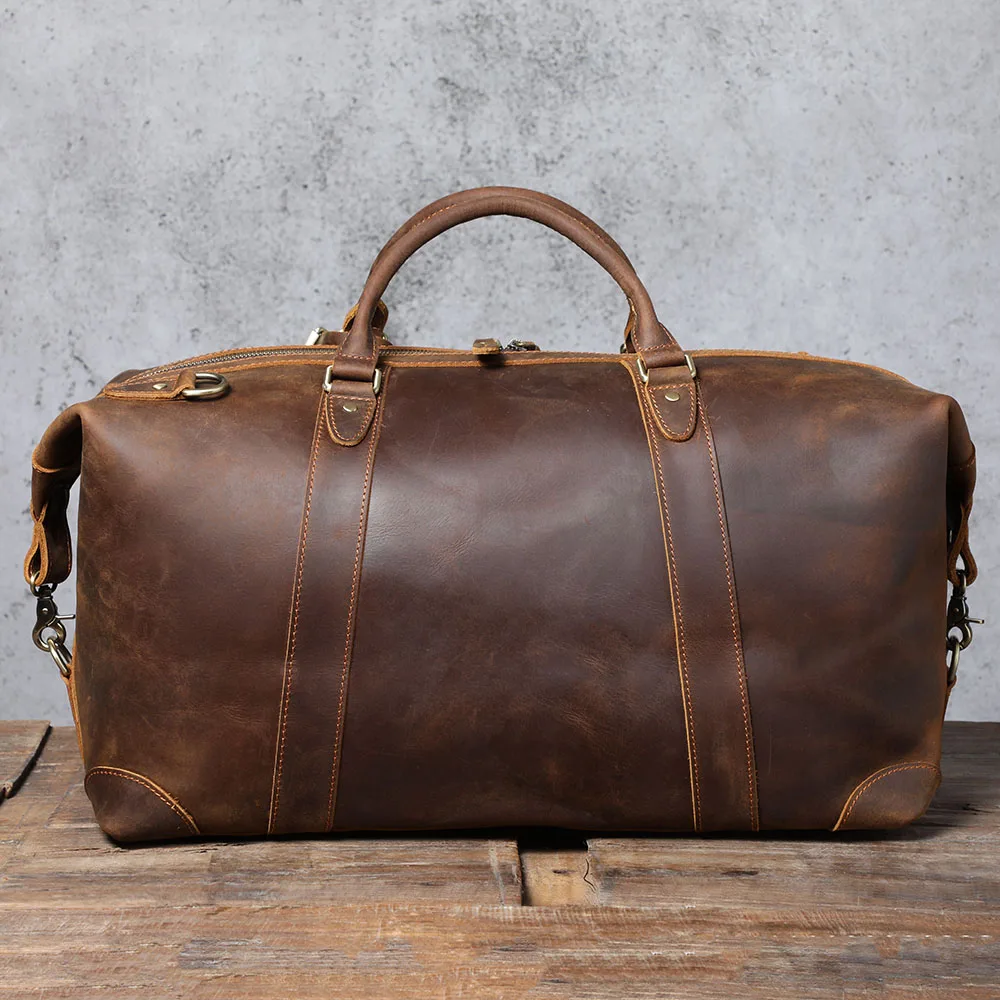 S.WORKER Premium Vollnarbenleder-Reisetasche Echtes Leder Vintage-Stil Große Handgepäcktasche – Detail 9