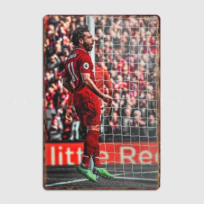 Mohamed Salah Football Player Metal Poster Sign Wall Club Mural Vintage Wall Art Plaque Tin Sign Room Decoration Home Decor