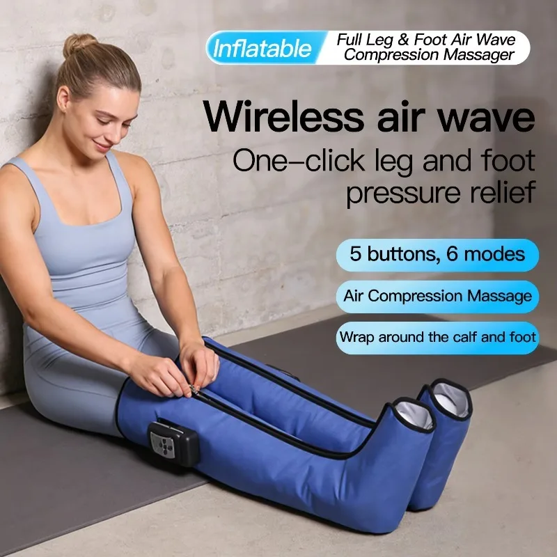 Air Compression Leg Massager 6D Kneading Heating Timing Control For Circulation Improvement Muscle Pain Relief & Recovery