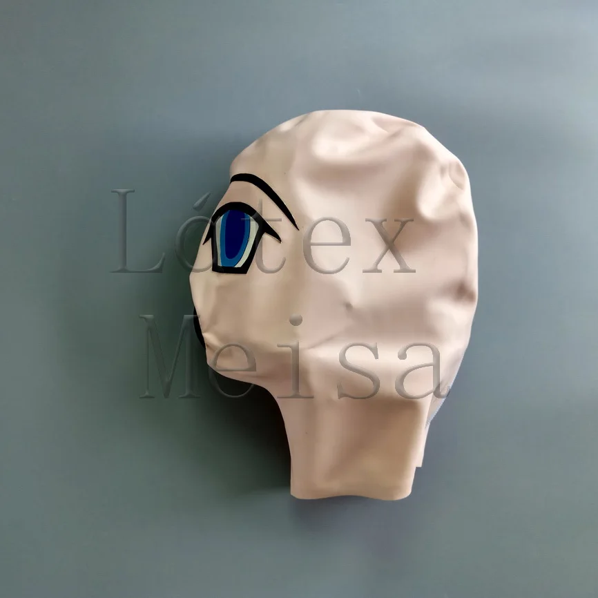 

Attached mouth con doms adults' baby pink latex hood gap open nostrils with back zip decorations