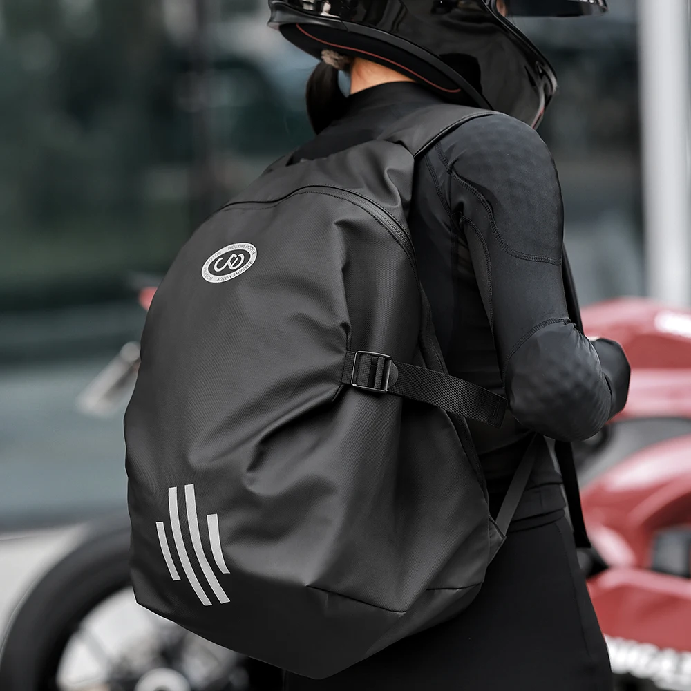 

1pc Large Capacity Motorcycle Travel Luggage Bag Multifunctional Moto Helmet Bag Waterproof Backpack Reflective Travel Bag