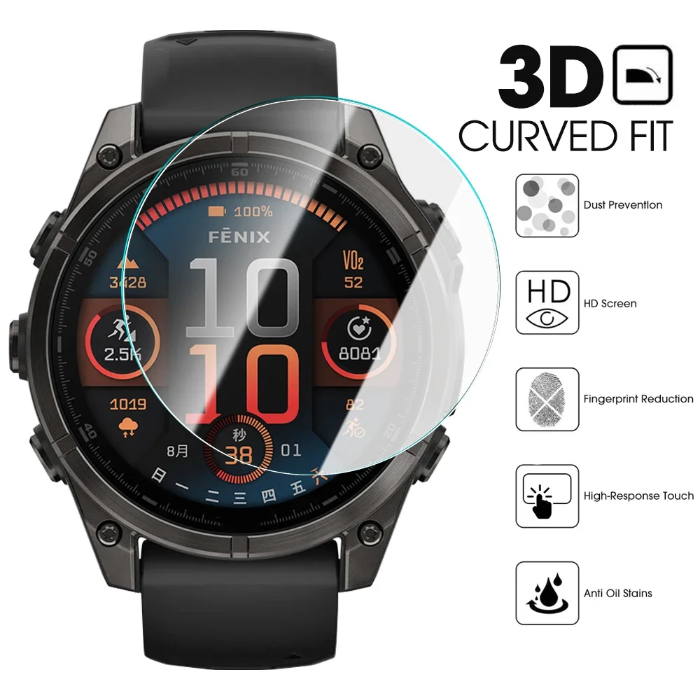 For Garmin Fenix 8 7 6 5 X S Pro Sapphire Screen Protector Tempered Glass Protective Film For Fenix 8 47/43/51mm 7S 7X 7 S Pro