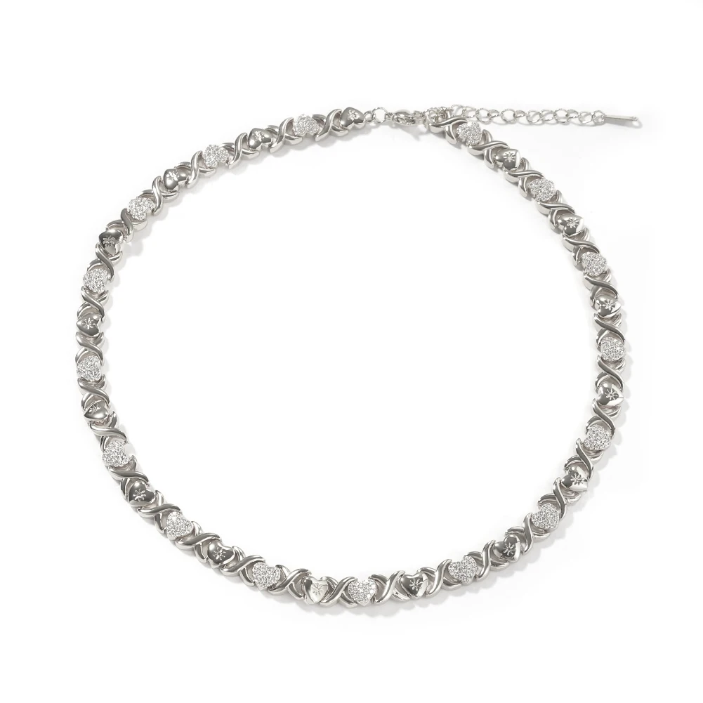 THE BLING KING Iced Heart XO Link Polished Chain Micro Paved Cubic Zirconia Luxury Female Gift HipHop Jewelry