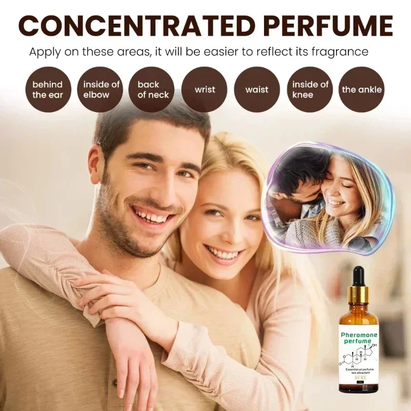 Perfume de feromônio atrai mulheres para homens fragrância corporal, parceiro íntimo sexo perfume de feromônio de longa duração óleo essencial