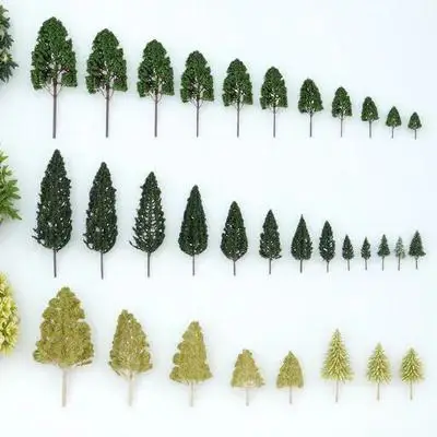 27 قطعة مجموعة شجرة صغيرة البلاستيك الأخضر يترك الارتفاع 3-16 سنتيمتر المشهد المعماري مشهد الديكور أشجار الحدود للمنزل مكتب
