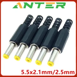 10pcs 5.5mm x 2.5mm/ 5.5mm x 2.1mm DC Power Plugs Male Barrel Connectors Black