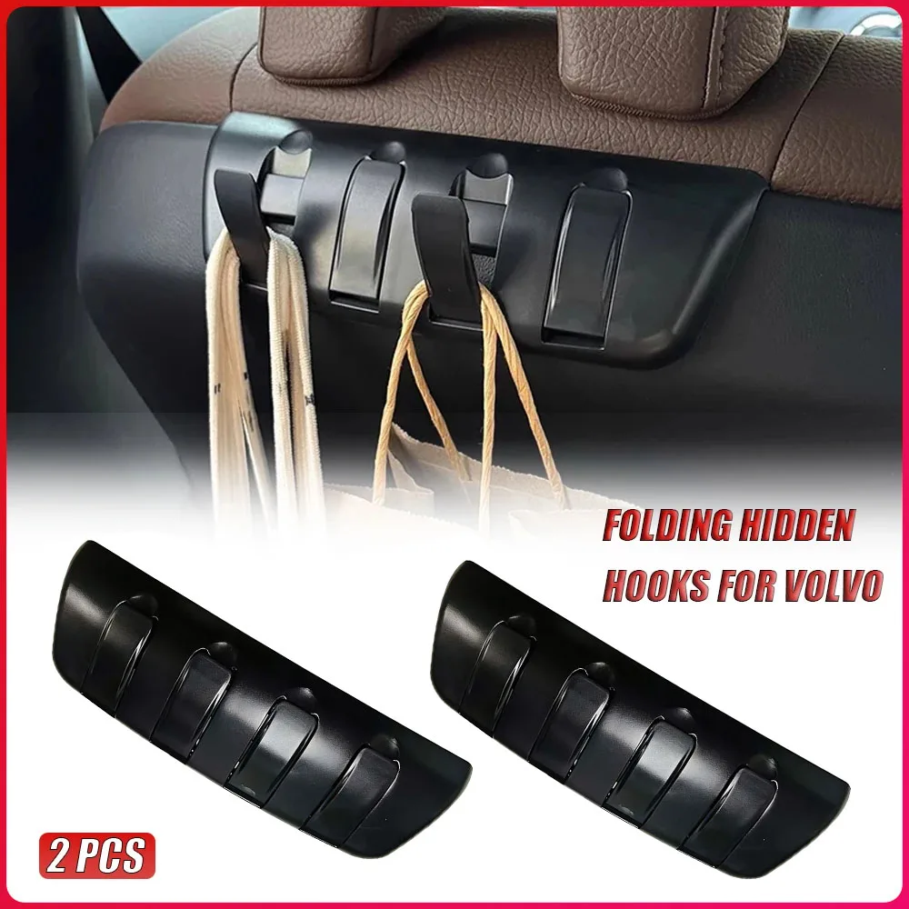 

4-Pack Mult Folding Hidden Hooks Car Back Seat Hook for Volvo XC60 V60 S60 XC90 V90 S90 Automotive Interior Accessories