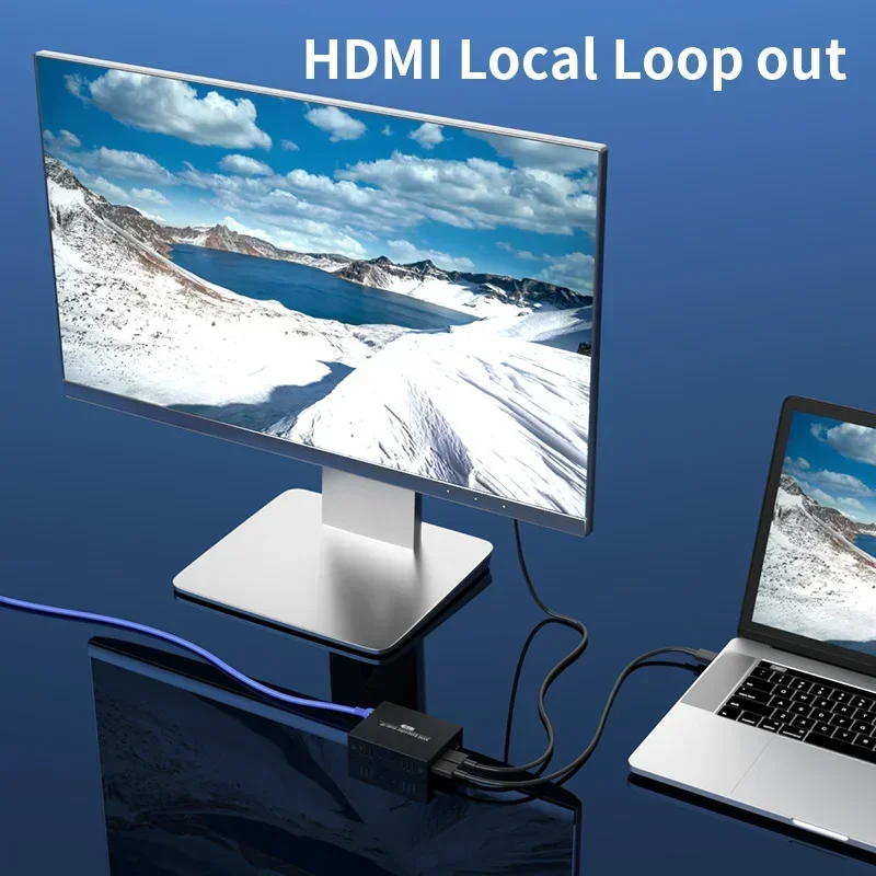 150 متر HDMI KVM موسع عبر IP Rj45 Cat5e/6 كابل 1080P 60 هرتز HDMI فيديو USB إيثرنت موسع دعم لوحة مفاتيح الماوس للكمبيوتر NVR