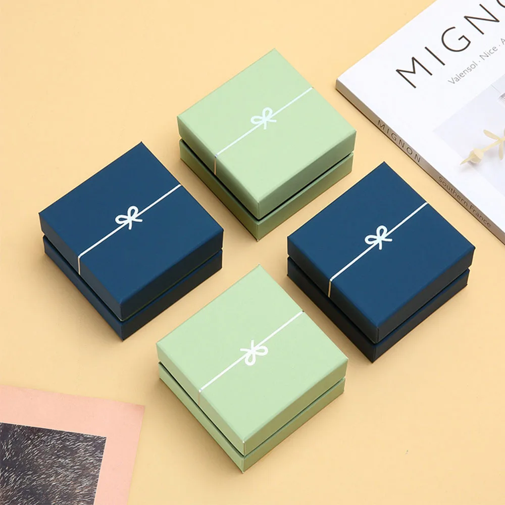 New Style Engagement Ring Jewelry Boxes With Bow Design Album Paper Cards Decorative Crafts Baby Shower Wedding Birthday