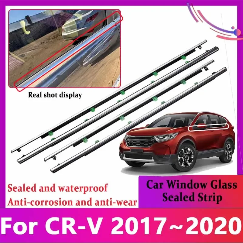 Car Accessories For Honda CR-V MK5 2017~2020 CR V CRV Auto Window Weatherstrip Door Glass Sealed Strip Chrome Waterproof Sealing