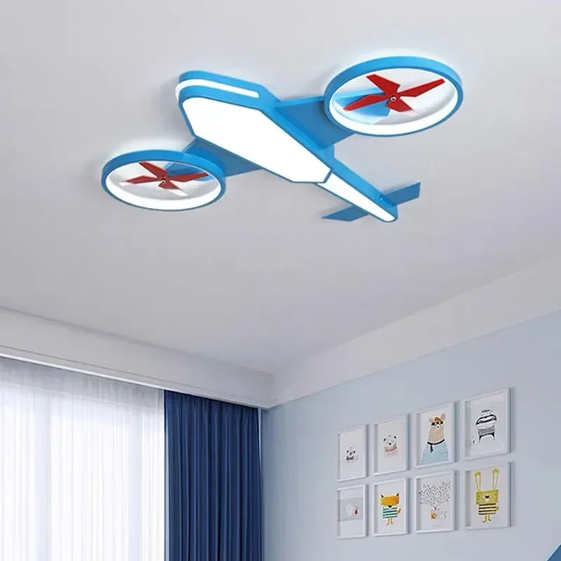 Nordic Airplane Ceiling Lamp Dimmable LED Light Kids Bedroom Fixture Cartoon Aircraft Decor Lamp for Children's Room Nursery