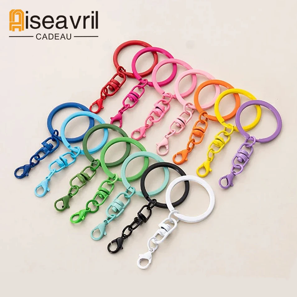 

50PCS Metal Colorful Keyring Keychain Split Rings Key Ring Lobster Clasp Key Pendant Chains Keychains Climbing Buckle Carabiner