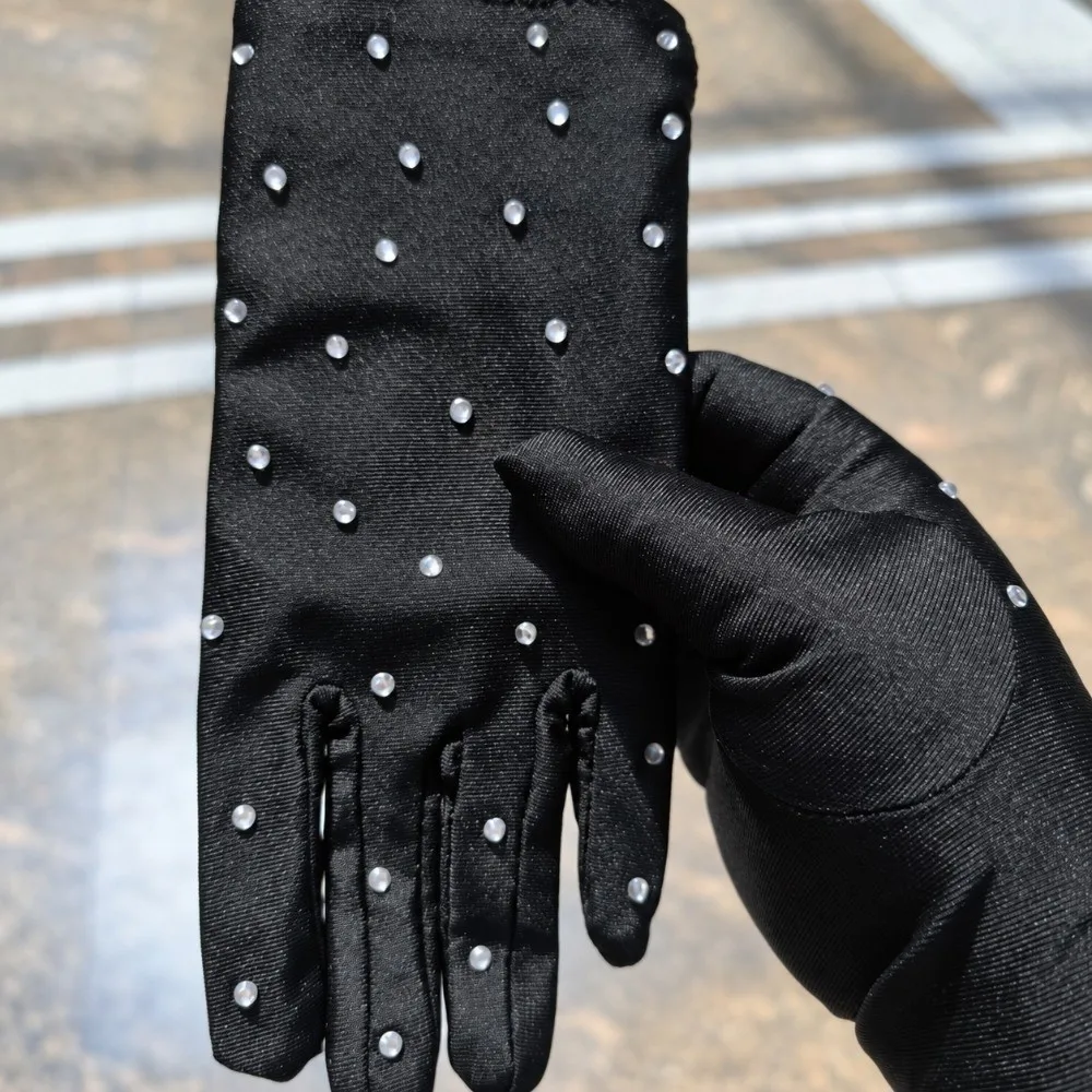Washable Rhinestone Knitted Gloves Crystal Glitter Finish Fast Drying Wrist Gloves Keep Warm Five-fingered Gloves Performance