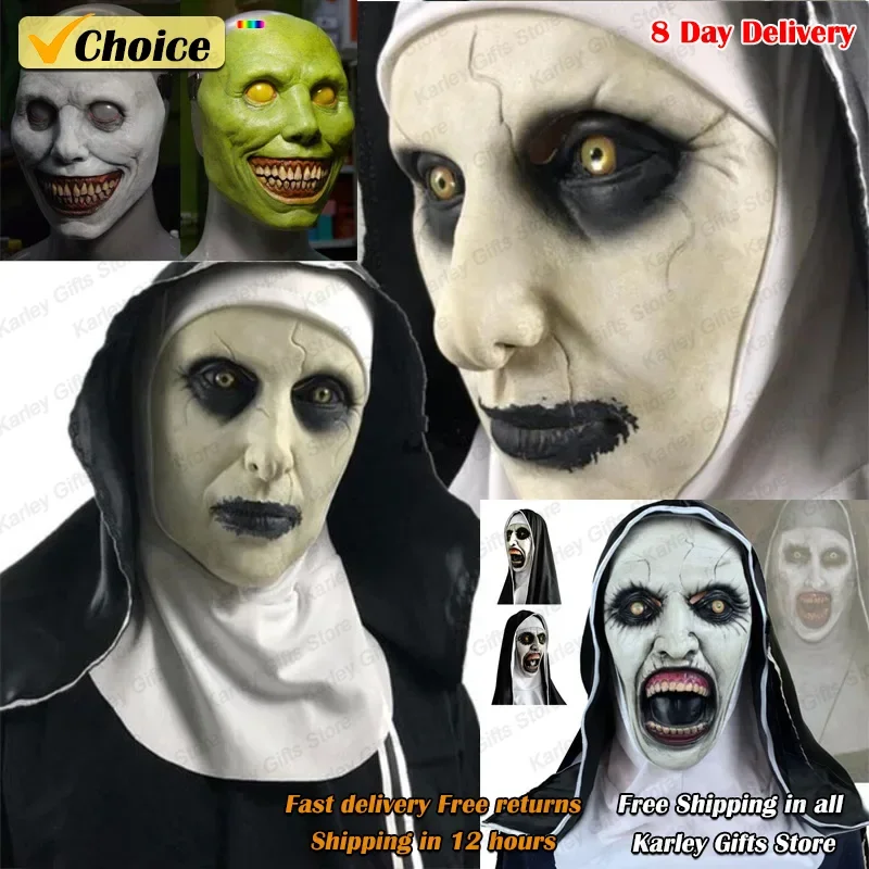 

Karley Gifts 2024 Nun Mask Halloween Makeup Nun Mask Tricked Ghost Face Scary Scary Latex Headgear Halloween Props Horror Masks