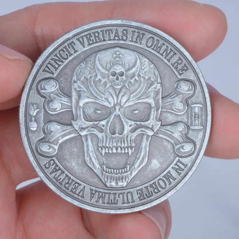 Daily Stoic Hobo Nickel Morte Ultima Veritas Skull Vincit Veritas In Omni re In Eagle Snake Battle Challenge Coins