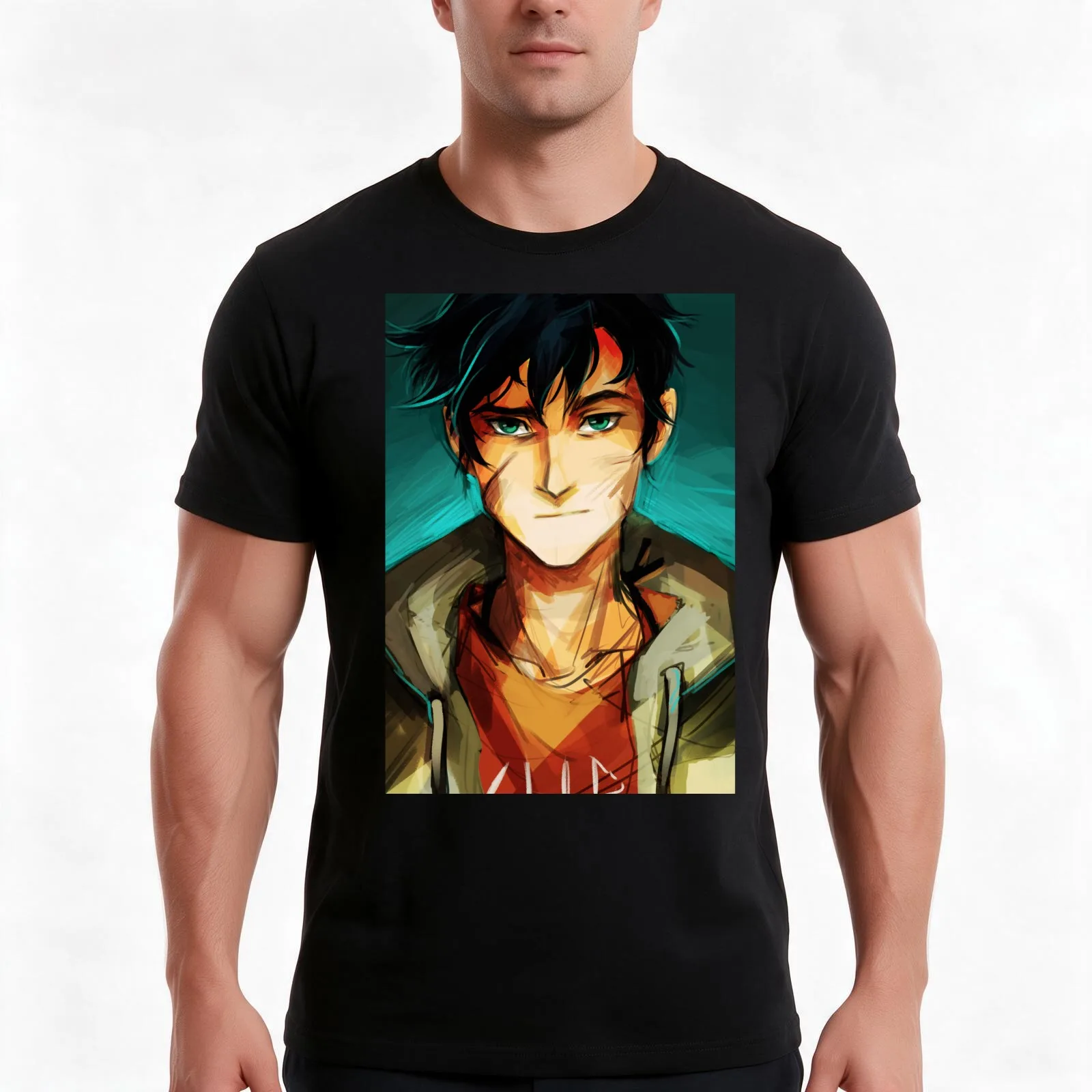 Percy Jackson Movie T-Shirt, Summer Casual Cotton Tee, Oversized Streetwear Tops, Vintage Graphic Print, Loose Fit Short Sleeve