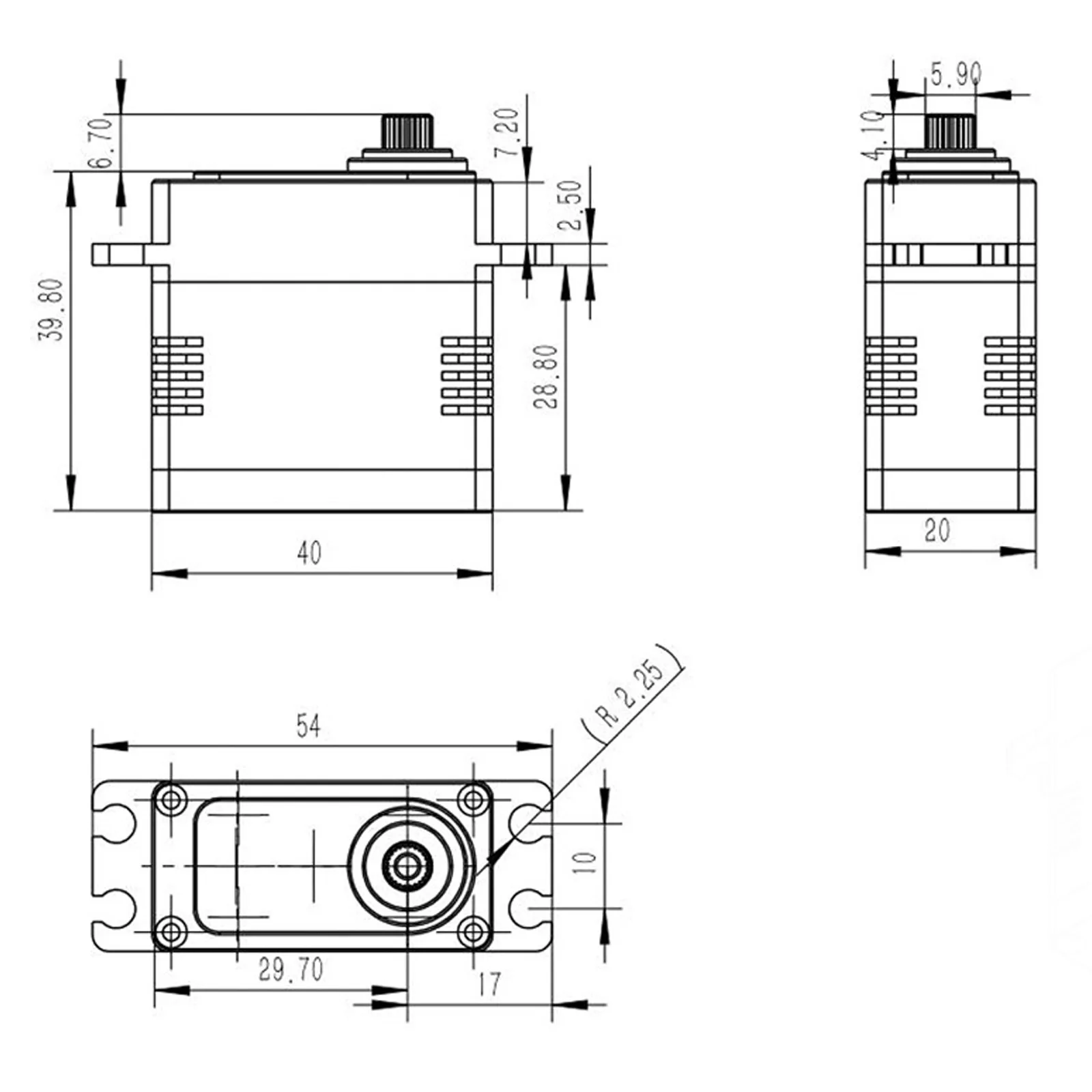 Servo digital de copo oco totalmente metálico de 45kg 4.8v-8.4v adequado para acessórios de helicóptero e modelo de aeronave