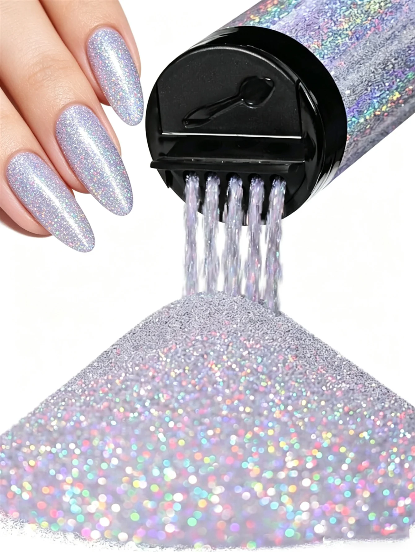120ML Nagelglitzerpulver, Holographischer Ultrafeiner Glitzer, 1/128" Harzglitzerpulver, Metallisch Schillernder Glitzer für Bastelarbeiten