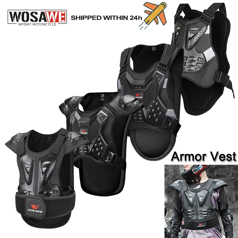 WOSAWE Motorcycle Armor Vest Spine Chest Body Protection Back Protector MTB Vest Skateboard Jacket Motocross Dirt Bike Waistcoat