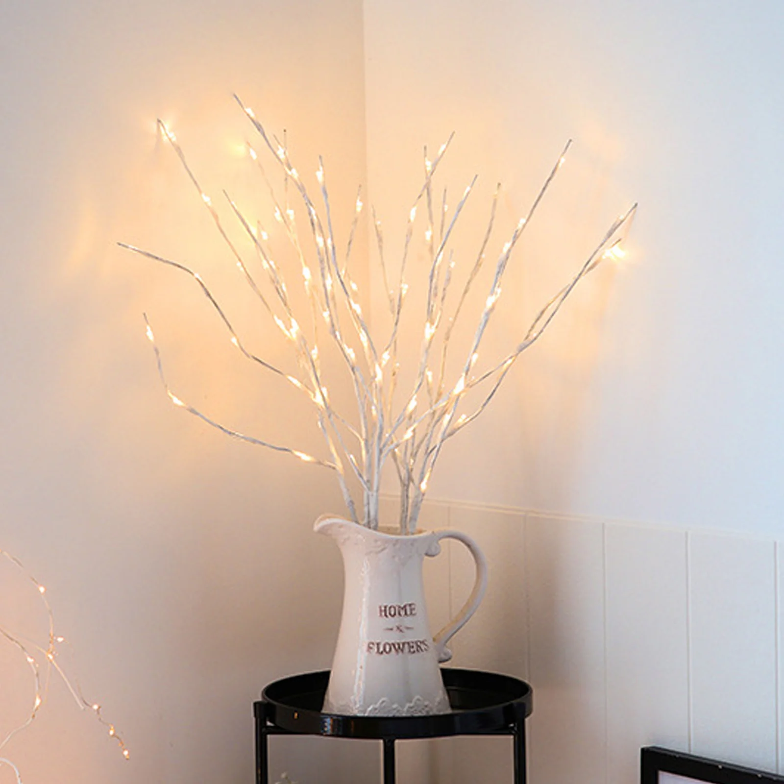 2 Pcs Birch Branches LED Lights 20 Warm White Heads Operated Twig Lamps for Home Bedroom Bar Hotel Decor