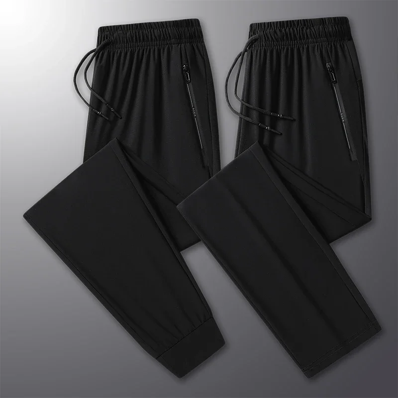 

Активные спортивные дышащие брюки из ледяного шелка, охлаждающие повседневные эластичные легкие спортивные штаны, мужские спортивные быстросохнущие высокоэластичные брюки