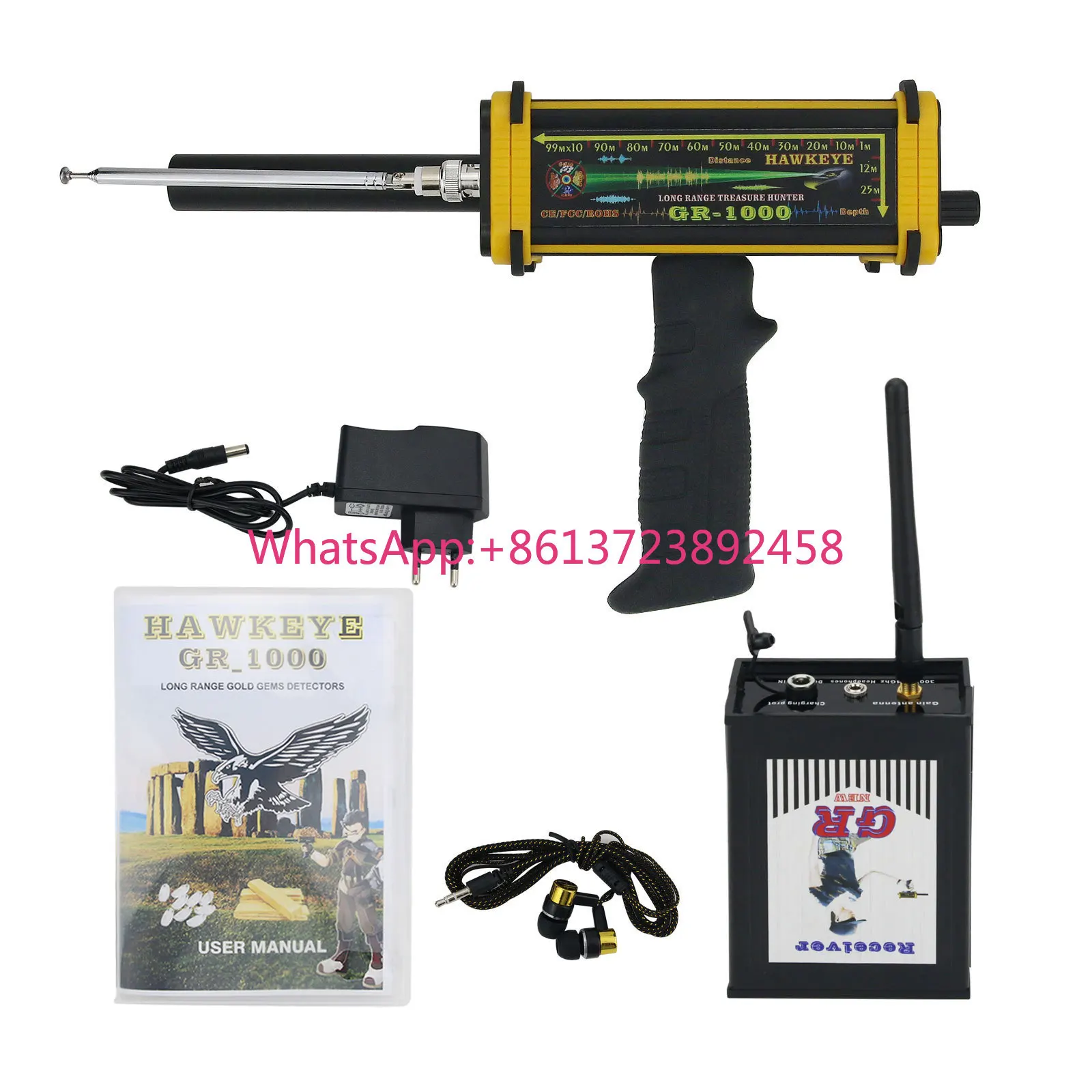 GR-1000 HAWKEYE Long Range Treasure Hunter Aks Gold Finder Metal Detector with Radar Scanning
