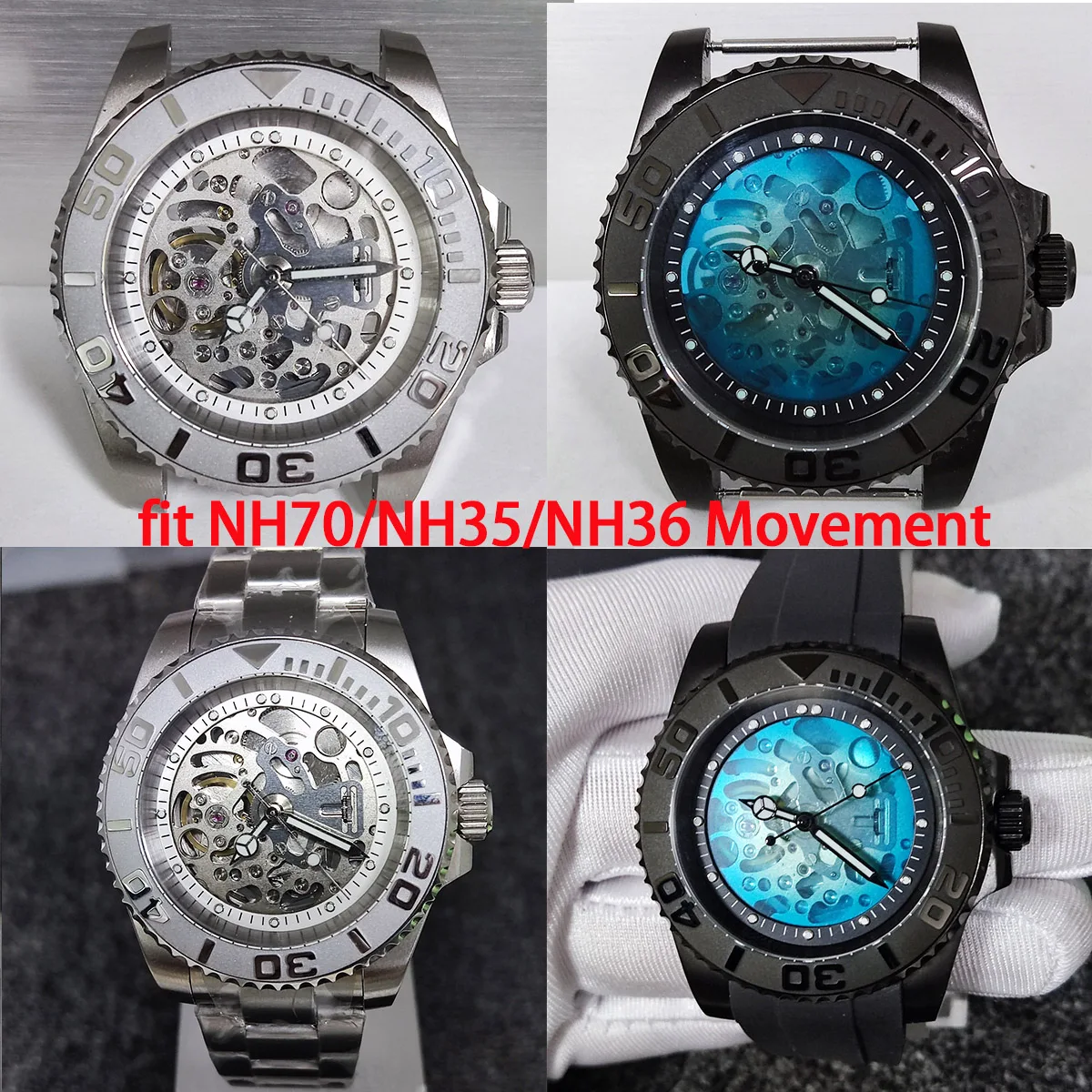 28.5mm nh35 dial NH35 case  transparent dial custom logo nh35 watch case NH36 case nh35 movement sports watch accessories parts