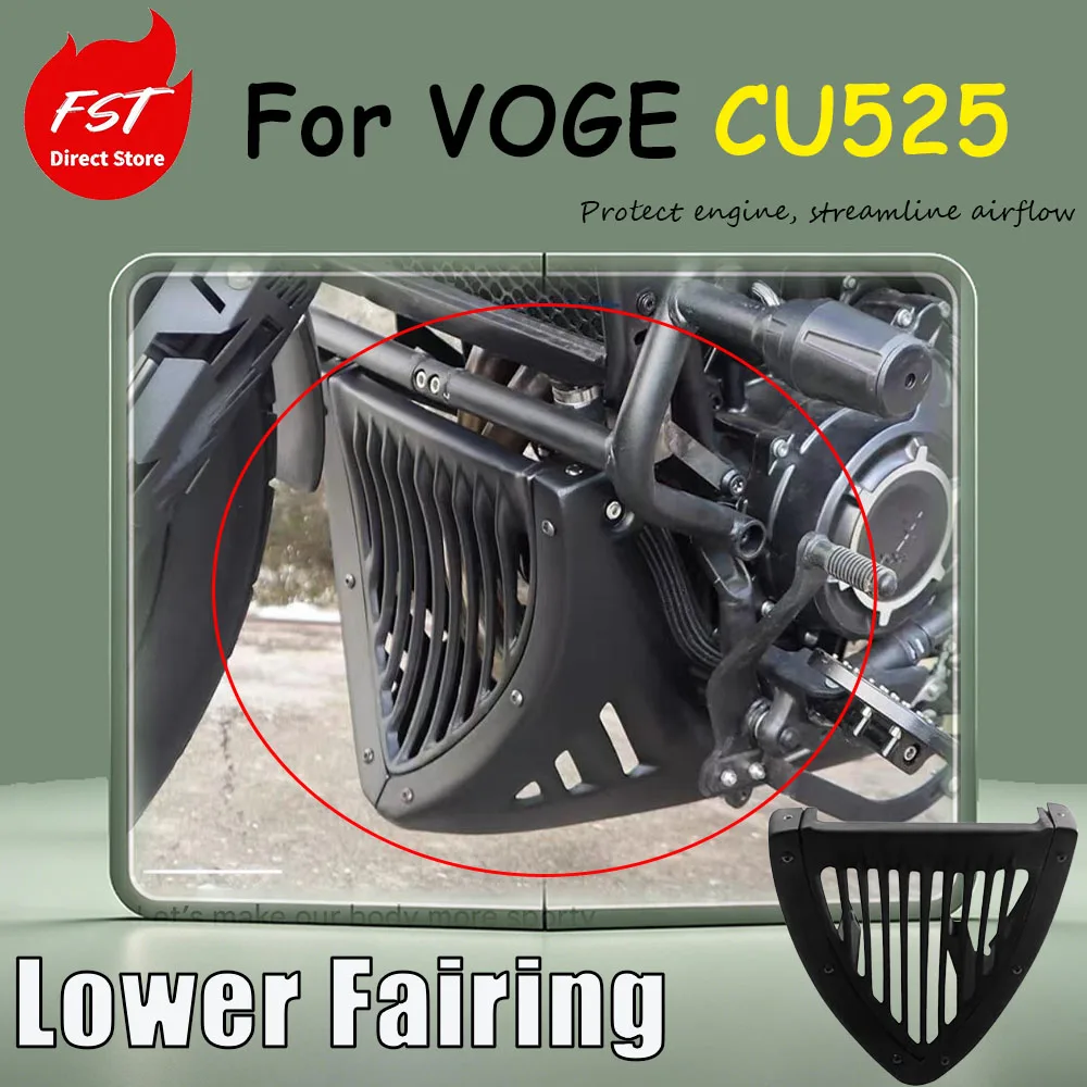 For the VOGE CU525 Touring Edition, the accessory underbody diffuser is adapted to fit the original factory underguard.