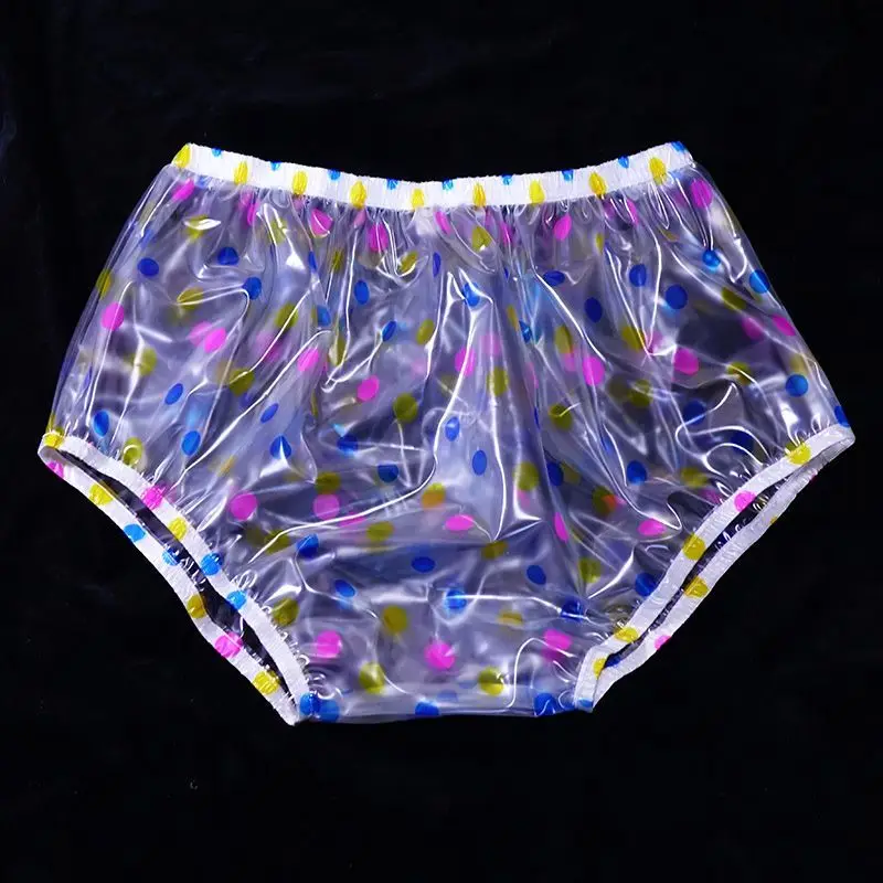 PVC Dots Graphics High Waist See Through Waterproof Briefs Live  Dance Show Party DJ Club Private Party Soft Touch ABDL Big
