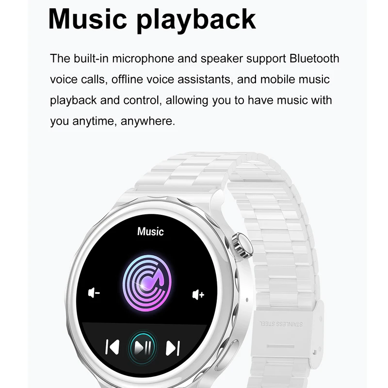 2023 새로운 스마트 워치 여성 IP68 방수 260mAh Smartwatch 블루투스 통화 NFC 1.36 "무선 충전기 iOS 안드로이드