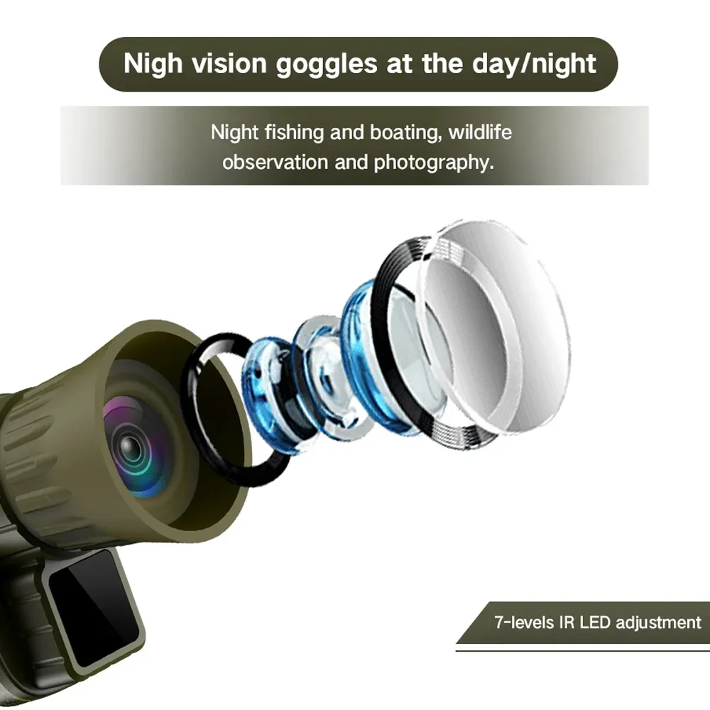 NV650 7 Levels Infrared Night-Visions Device 1080P 4X Digital Zoom Day Night Photo Video Shooting Hunt Monocular Scope Telescope