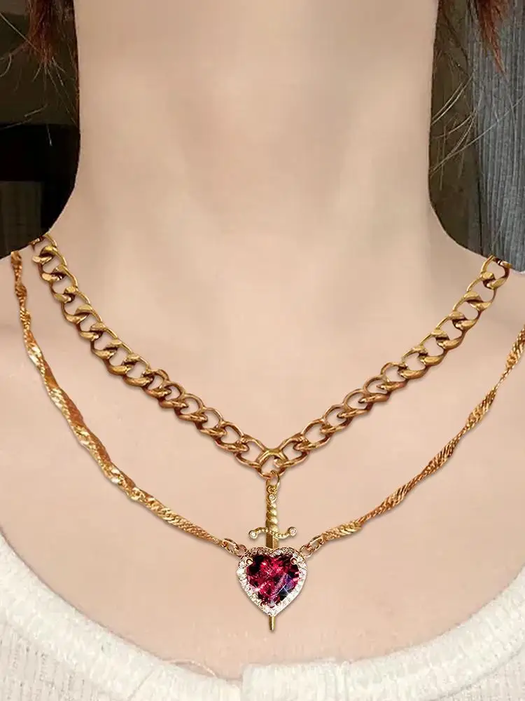 Heart Necklace Heart Couple Necklaces Romantic Matching Jewelry Chain for Women Her Girls Wife Mom Birthday Valentines Day