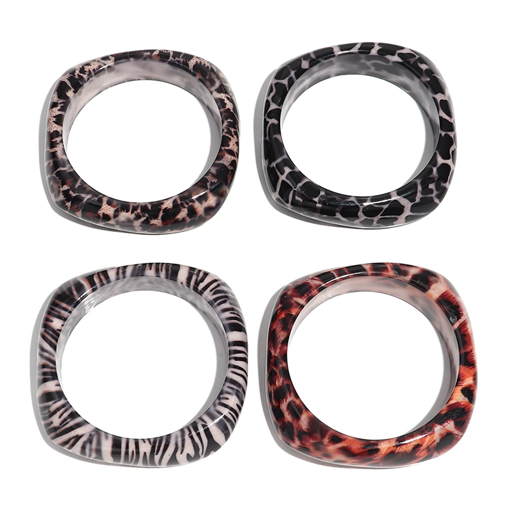 Klassische Harz Leopard Geometrische Chunk Armreif Armbänder für Frauen Retro Acryl Unregelmäßige Breite Manschette Armreifen Schmuck Geschenke – Detail 9