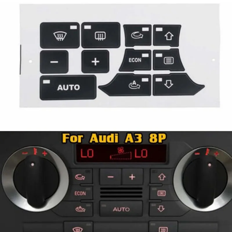 

New Fit For Audi A3 8P Car Air Conditioning Dashboard Button Dashboard Climate Control Switch Sticker Decal Interior Accessories