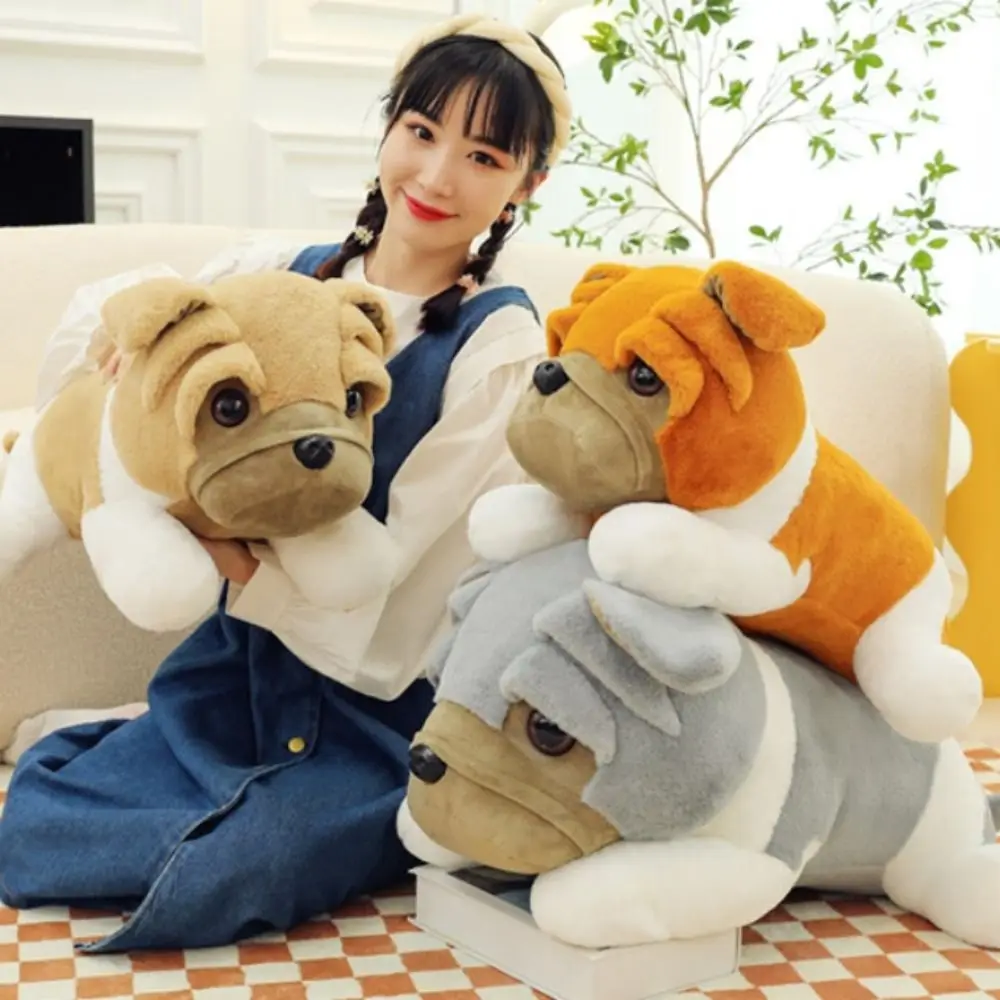 Palpebre spesse Shar Pei Cane Peluche Sdraiato Morbido Shar Pei Cane Peluche Bambola PP Cotone Comodi Animali Peluche Giocattoli Per Bambini