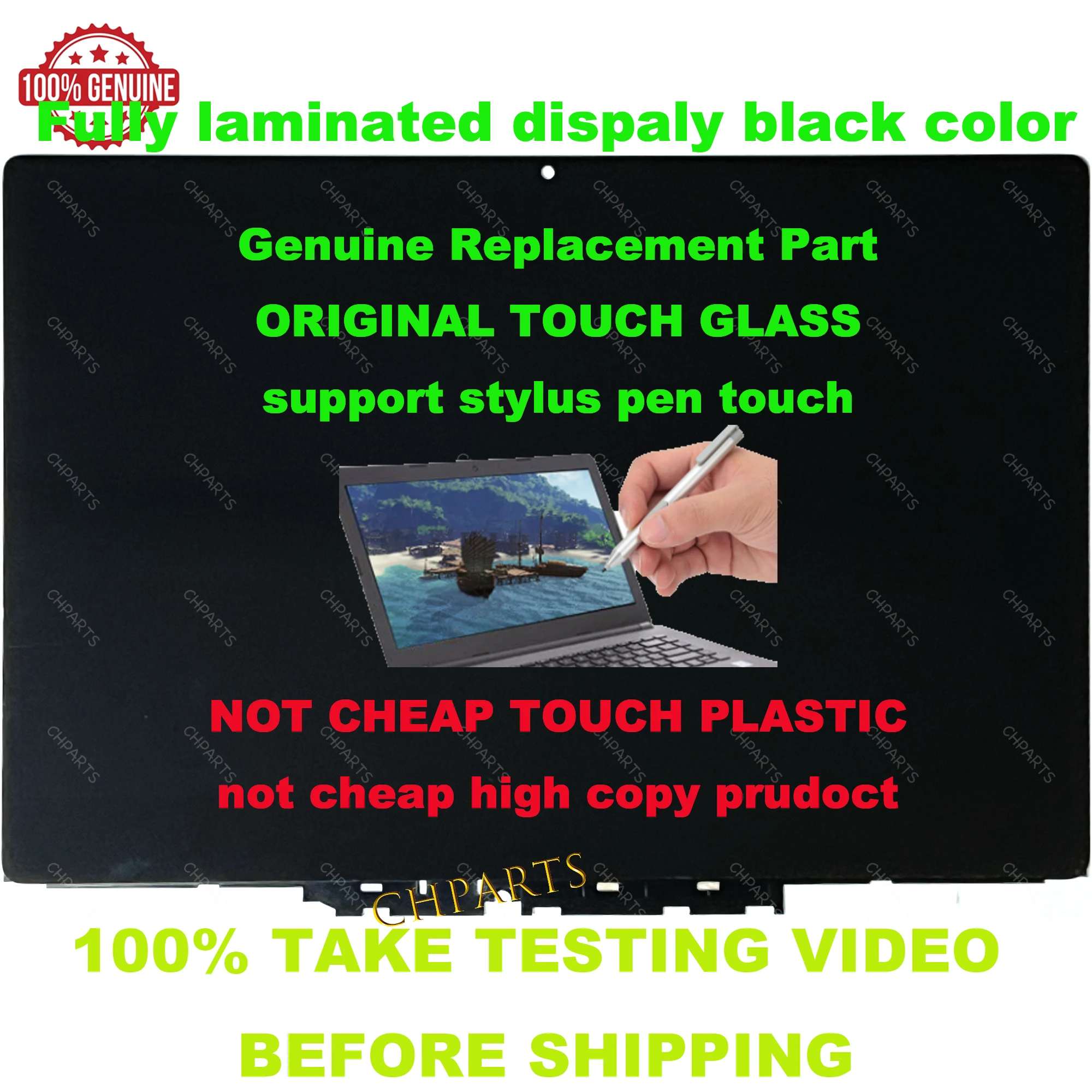 Ekran LCD dotykowy 1080p do laptopa Dell Inspiron 14 5482 5485 5491 2-w-1 P93G P93G001, zamiennik z szkłem dotykowym