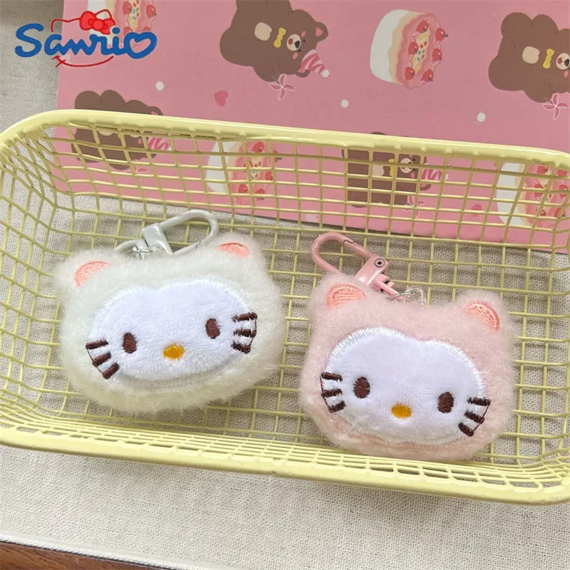 Cute Sanrio Anime Hello Kitty Press Squeak Plush Toys Keychain Kawaii Children Plushie Pendant Car Keychains Women Bags Keyring