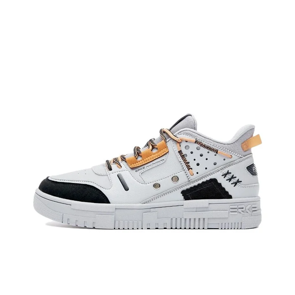 Erke Rise Synthetic Leather Cushioning, Wear Resistant Low top Skateboard Shoes Men's Gray 51122301021-104
