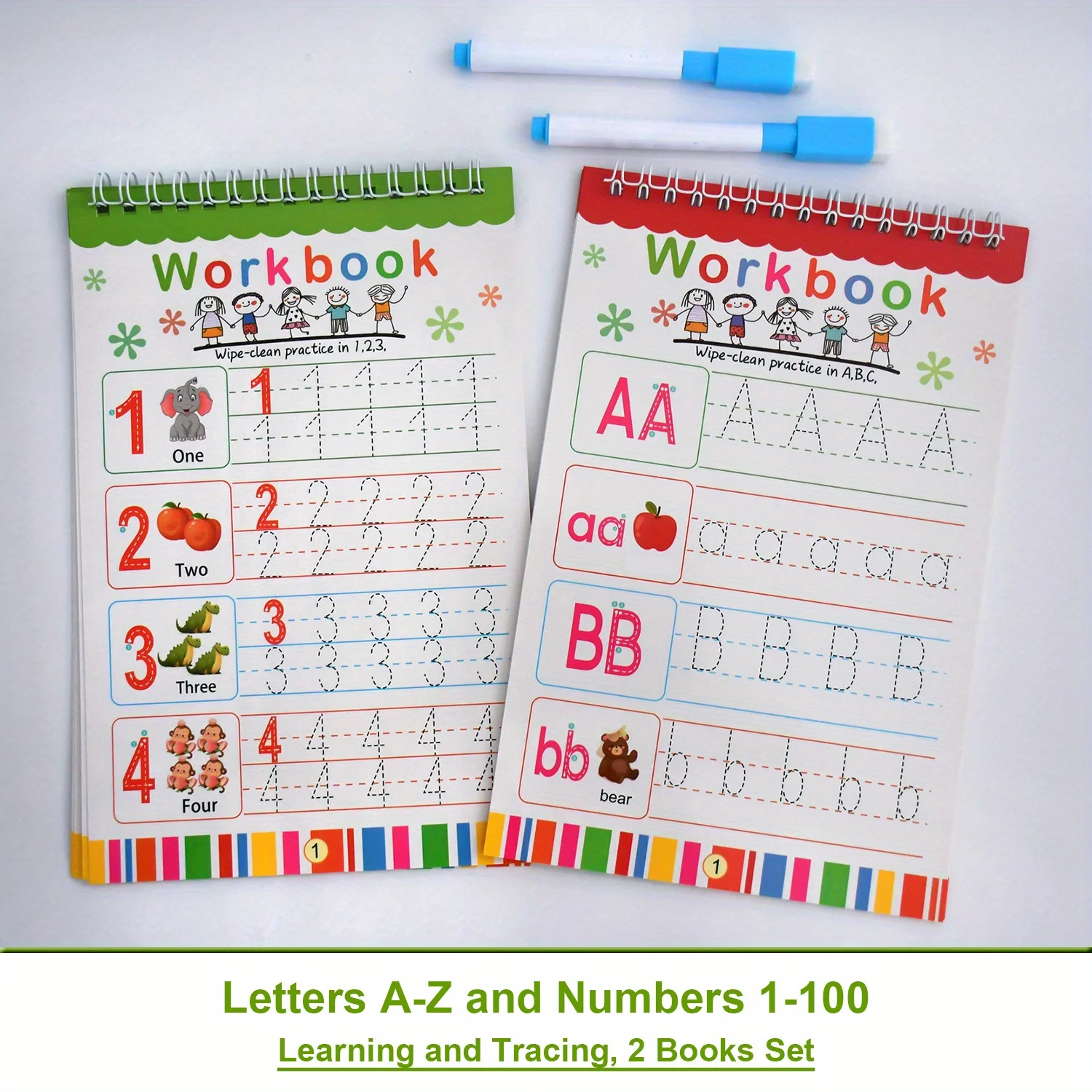 English Alphabet & Numbers Workbook for Kids Homeschool Supplies Learning Letters and Numerals 1-100 Tracing Book Teaching Aids