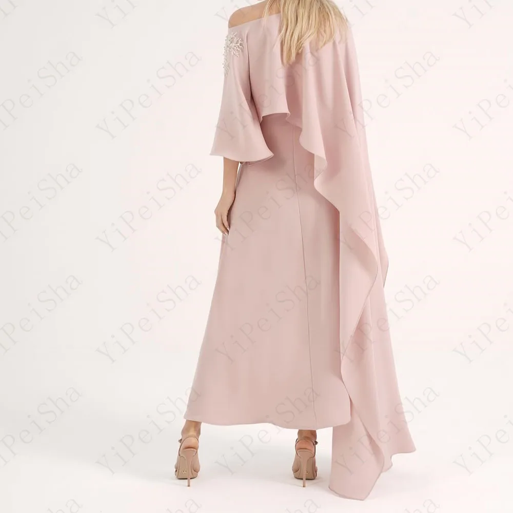 

Индивидуальные платья для выпускного вечера трапециевидной формы длиной до пола, с круглым вырезом и длинными рукавами, вечернее платье, модное палантин, простое драпированное повседневное вечернее платье