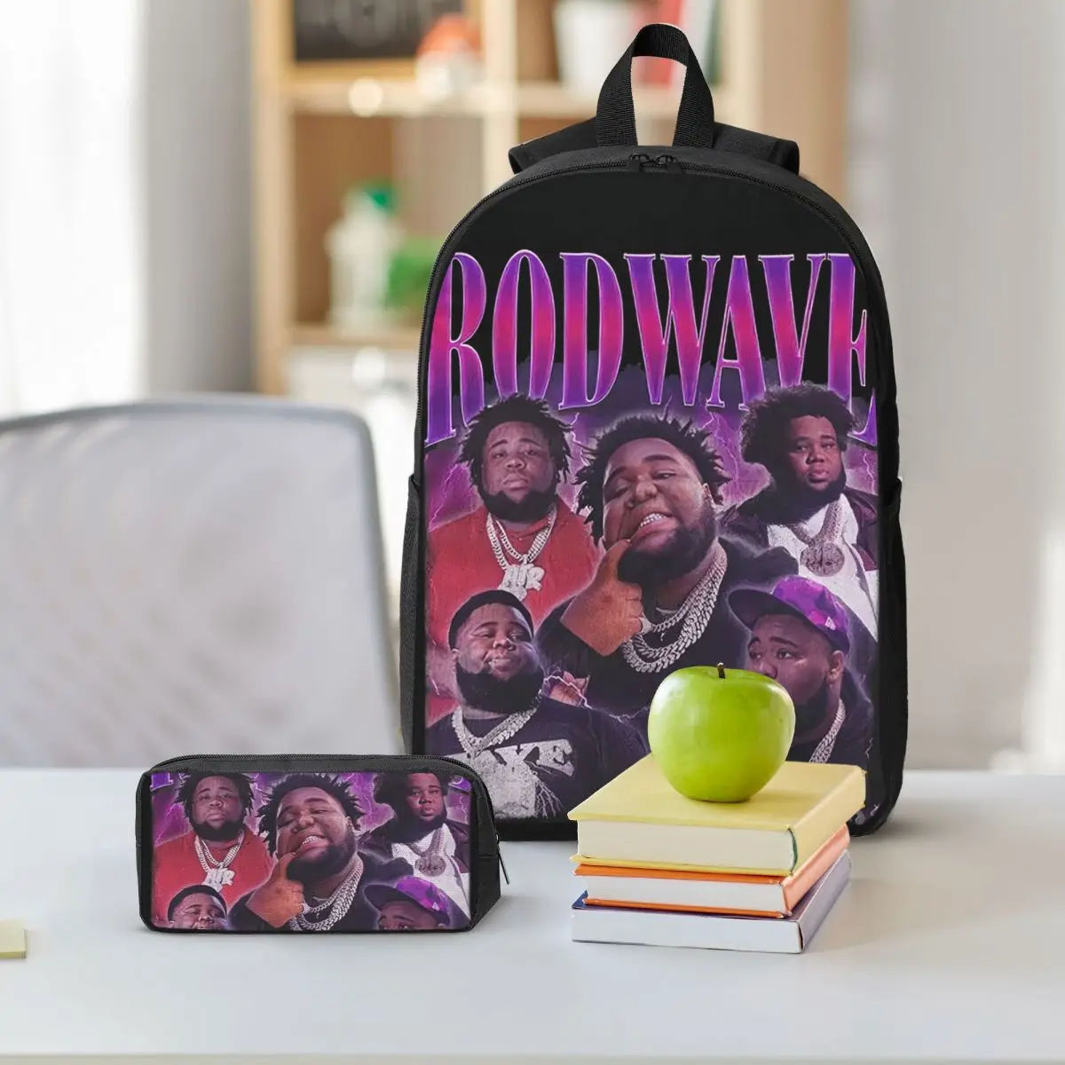 Rod Wave Rugzak Student Jongens Meisjes Boekentas Schooltas Computer Schoudertassen 3ps Geïsoleerde Lunchtas Etui