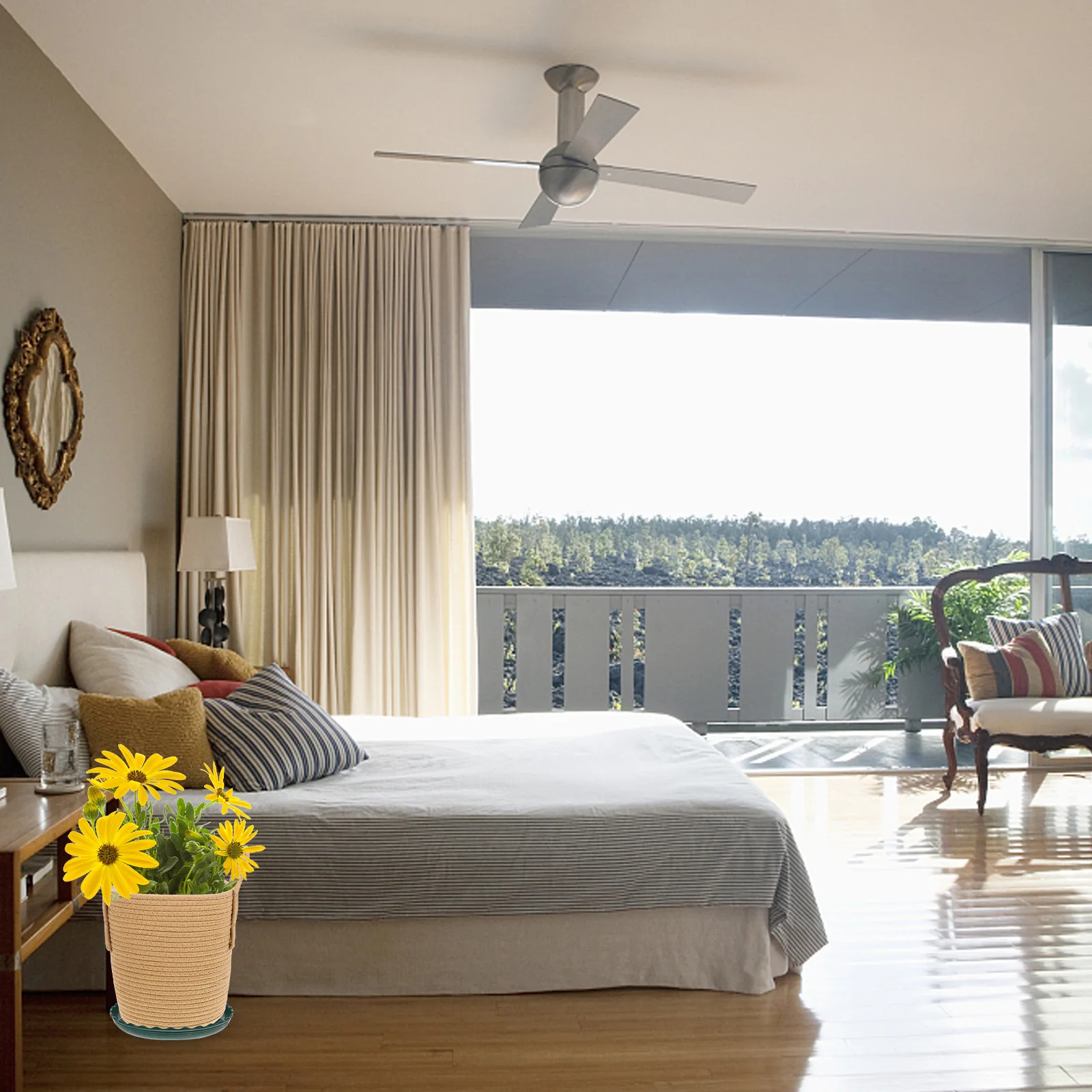 

1 set 1 Set Cotton Thread Storage Basket Woven Organizer For Desktop Bedroom Bathroom Snack Makeup Sundries Home Decor Basket