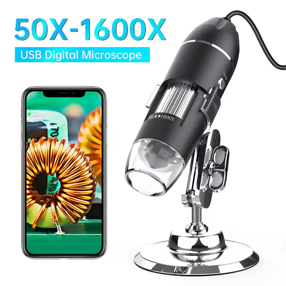 Microscopio Digital 1600X , cámara, microscopio electrónico portátil para soldar, lupa LED tipo C, lupa de carga USB