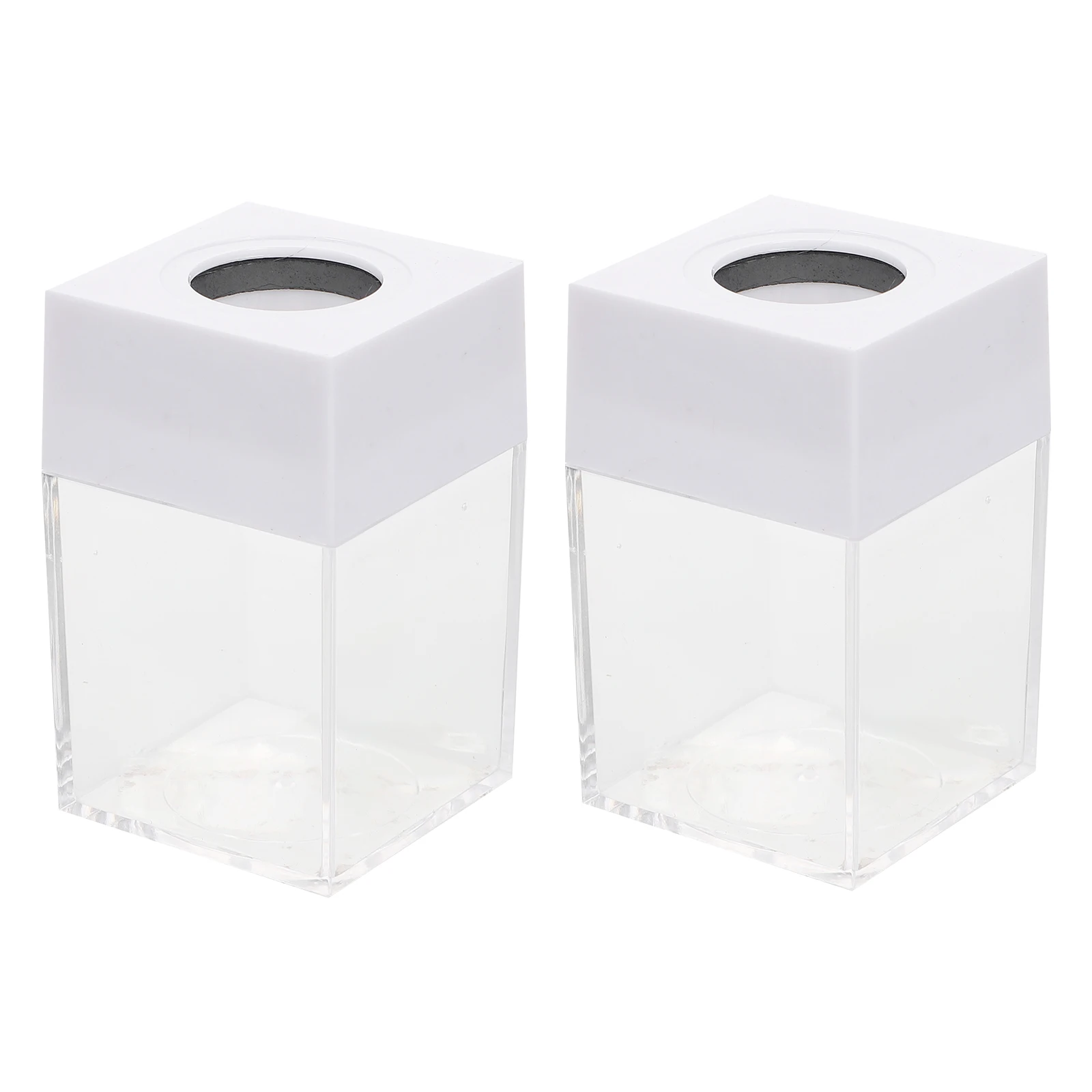 

2Pcs Storage Bucket Paperclip Holders Mini Containers Clear Small Desk Organizers White Quality Neat Design Gifts
