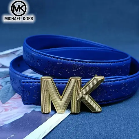 Michael Kors Women's Fashion Letter Gold Buckle Belt Wallet MK Light Luxury Versatile Embossed Butterfly Pattern Belt Card Bag