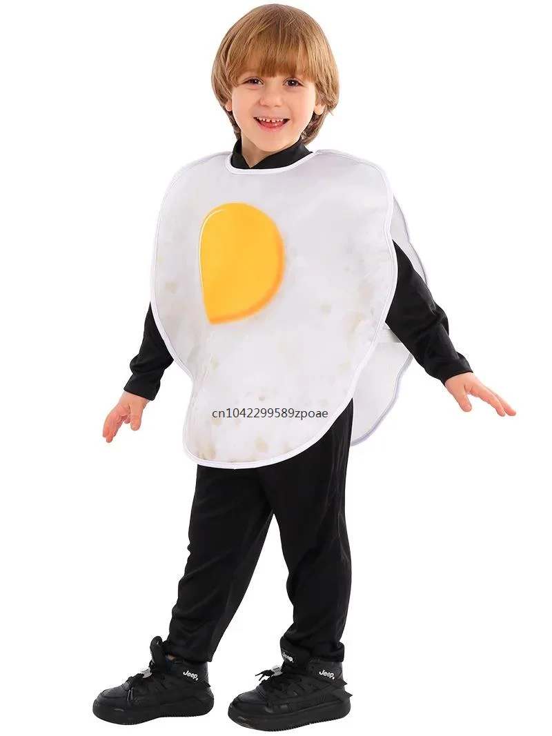 Food Role Ei Bacon Cosplay Sponzen Top Kostuum Voor Kind Halloween Carnaval Party Ontbijt