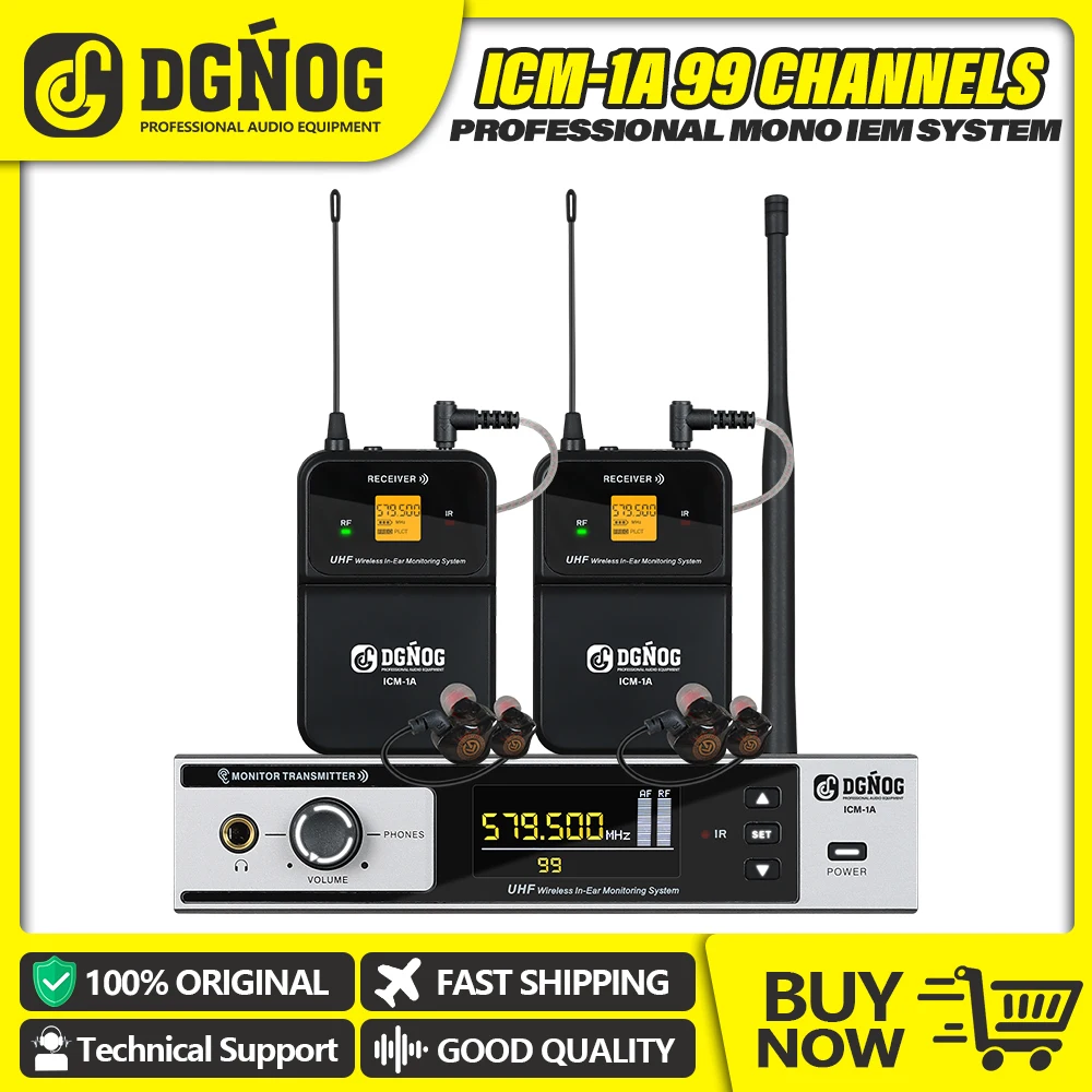 

DGNOG ICM-1A UHF Mono Wireless In-Ear Monitoring System 99 Frequency Automatic Matching IEM System for Bands and Studio Stages